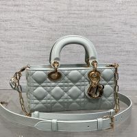 Small Lady D-Joy Bag In Cannage Lambskin Sky Blue