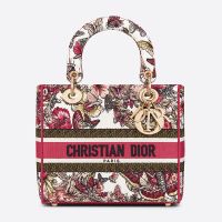 Medium Lady D-lite Bag Poetry Butterfly Motif Canvas Multicolor