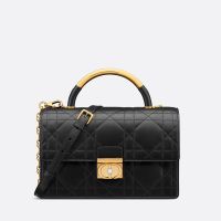 Medium Dior Ange Bag In Macrocannage Lambskin Black