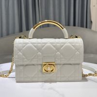 Medium Dior Ange Bag In Macrocannage Lambskin White