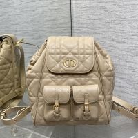 Medium Dior Caro Backpack In Macrocannage Lambskin Apricot
