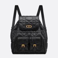 Medium Dior Caro Backpack In Macrocannage Lambskin Black