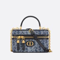 Mini Dior 30 Montaigne Vanity Case In Oblique Motif Denim Blue