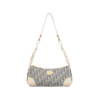Mini Dior 30 Montaigne Wanderlust Bag In Oblique Chambray Raffia Blue