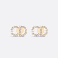 Mini Dior Clair D Lune Stud Earrings Metal with Crystals Gold