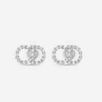 Mini Dior Clair D Lune Stud Earrings Metal with Crystals Silver