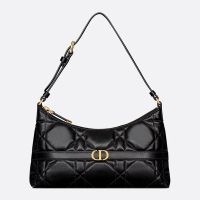 Mini Dior Miss Caro Cigale Bag In Macrocannage Lambskin Black