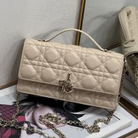 Mini Miss Dior Top Handle Bag In Cannage Lambskin Apricot