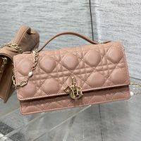 Mini Miss Dior Top Handle Bag In Cannage Lambskin Camel
