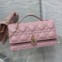 Mini Miss Dior Top Handle Bag In Cannage Lambskin Pink