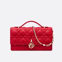 Mini Miss Dior Top Handle Bag In Cannage Lambskin Red