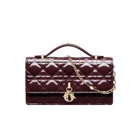 Mini My Dior Bag In Patent Cannage Calfskin Burgundy
