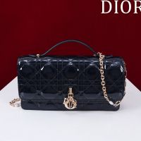 Mini My Dior Bag In Patent Cannage Calfskin Navy Blue