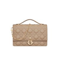 Small Miss Dior Top Handle Bag In Cannage Lambskin Khaki