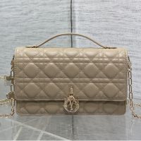 Small Miss Dior Top Handle Bag In Cannage Lambskin Khaki