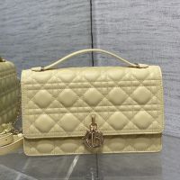 Small Miss Dior Top Handle Bag In Cannage Lambskin Lemon