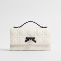 Mini My Dior Bag In Cannage Lambskin with Detachable Bow White/Black