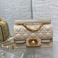 Small Dior Jolie Top Handle Bag In Cannage Calfskin Apricot