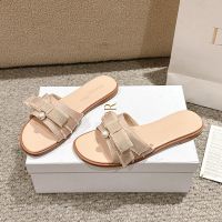 Dior Adiorable Slides Women Fringed Grosgrain Apricot