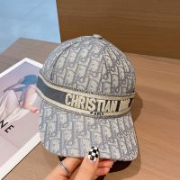 Christian Dior Baseball Cap D-Oblique Motif Cotton Grey