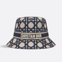 Christian Dior Bucket Hat In Macrocannage Motif Cotton Blue