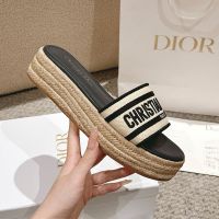 Christian Dior Dway Platform Slides Women Raffia White