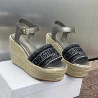 Christian Dior Dway Wedge Sandals Women Cotton Silver