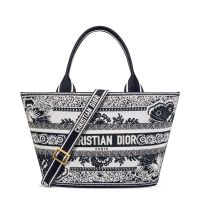 Christian Dior Hat Basket Bag In Butterfly Bandana Motif Canvas Black
