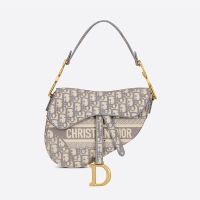 Christian Dior Saddle Bag In Oblique Jacquard Grey