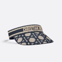 Christian Dior Visor In Macrocannage Motif Cotton Blue