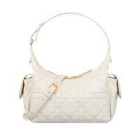 Medium D-Dream Bag In Macrocannage Lambskin White