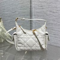 Mini D-Dream Bag In Macrocannage Lambskin White