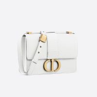 Dior 30 Montaigne Bag In Grained Calfskin White