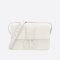 Dior 30 Montaigne Bag In Ultramatte Grained Calfskin White