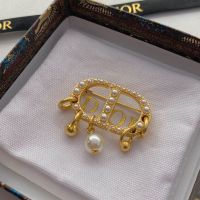Dior Petit CD Brooch Metal with CD Signature Embellished Resin Pearls Gold