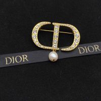Dior Petit CD Brooch Metal with CD Signature Embellished Crystals and Resin Pearl Gold