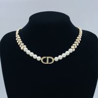 Dior 30 Montaigne Prestige Choker Metal with Resin Pearls and Marquise-cut Crystals Gold
