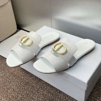 Dior 30 Montaigne Slides Women Enamel Calfskin White