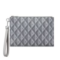 Dior A5 Pouch In CD Diamond Canvas Grey