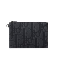 Dior A5 Pouch In Maxi Oblique Motif Canvas Black
