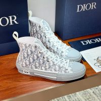 Dior B23 High-Top Sneakers Unisex Oblique Canvas Grey