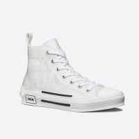 Dior B23 High-Top Sneakers Unisex Oblique Canvas White