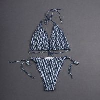 Dior Bikini Women Oblique Motif Lycra Blue