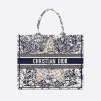 Dior Book Tote In Around the World Motif Canvas Blue