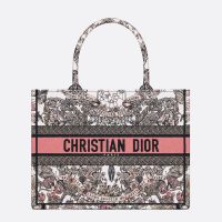 Dior Book Tote In Butterfly Around The World Motif Canvas White/Pink
