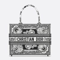 Dior Book Tote In Butterfly Bandana Motif Canvas Black
