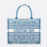 Dior Book Tote In D-Butterfly Paisley Motif Canvas Blue