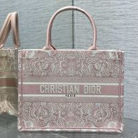 Dior Book Tote In D-Butterfly Paisley Motif Canvas Cherry