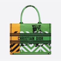Dior Book Tote In D-Jungle Pop Embroidery Green/Orange