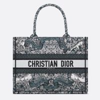 Dior Book Tote In Flowers Around the World Motif Canvas Blue
